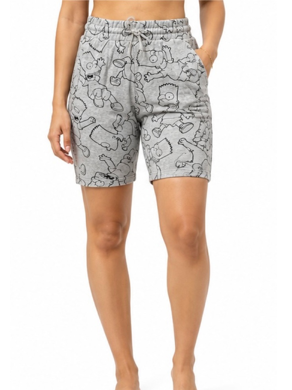 Divided Gray Cartoon-Print Women's Bermuda Shorts